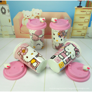 Haonai hellokitty ceramic coffee mug ceramic student tea cup ceramic travel cup